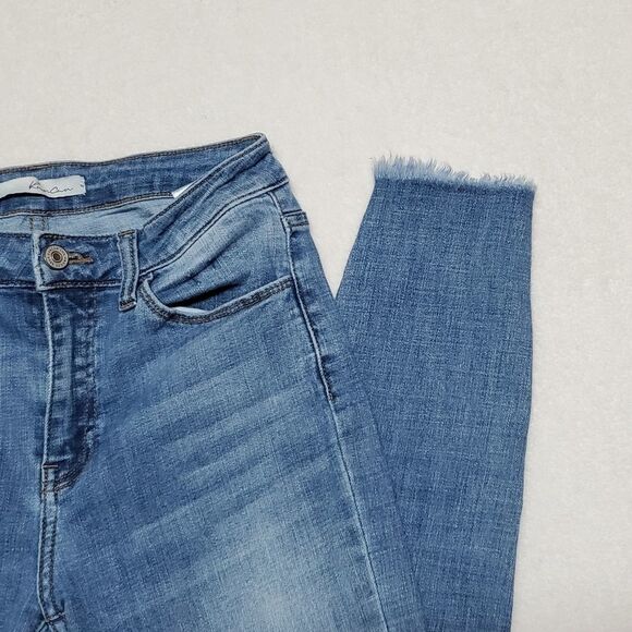 KANCAN Women's Mid Rise Distressed Ankle Skinny Jeans Raw Cut Summer Collection - Picture 7 of 14